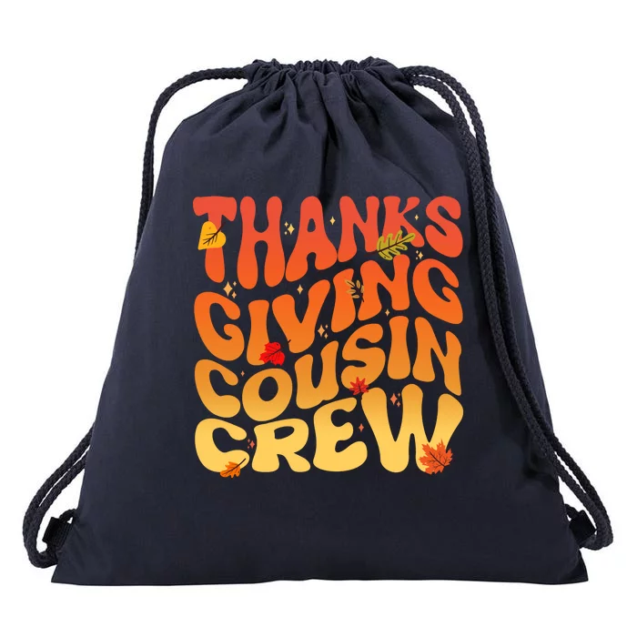 Retro Vintage Thanksgiving Cousin Crew Drawstring Bag