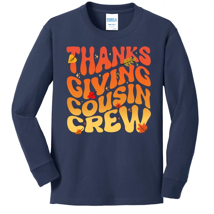 Retro Vintage Thanksgiving Cousin Crew Kids Long Sleeve Shirt