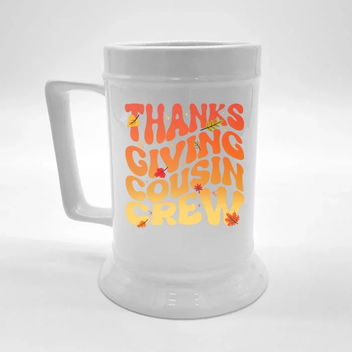 Retro Vintage Thanksgiving Cousin Crew Front & Back Beer Stein