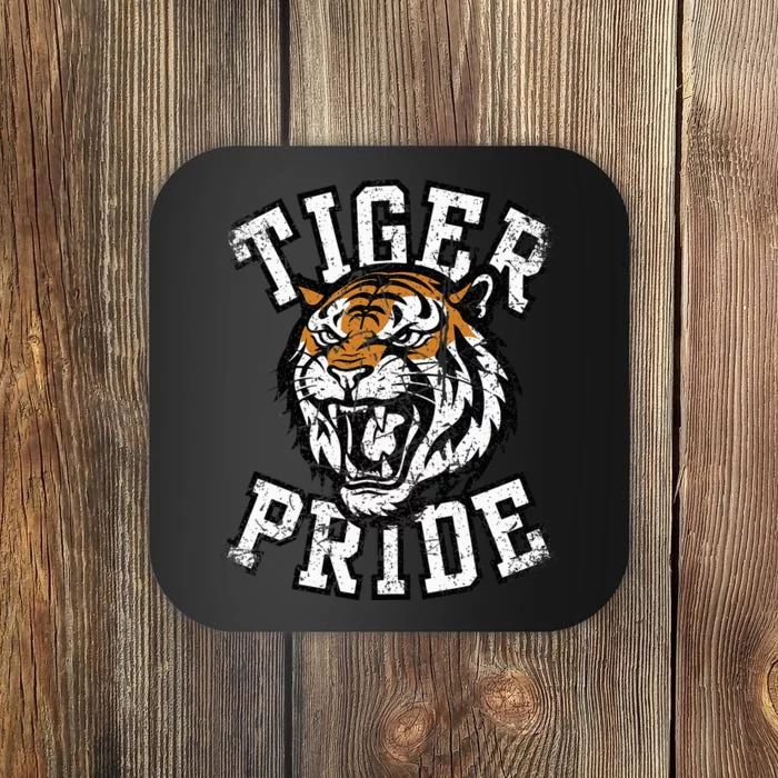 Retro Vintage Tiger Pride Tiger Mascot School Sports Team Coaster