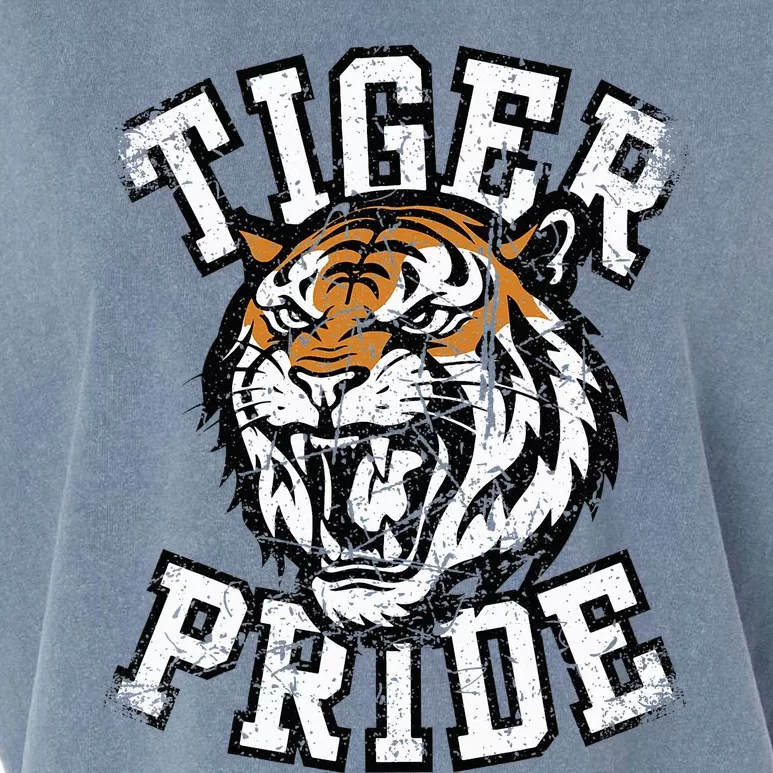 Retro Vintage Tiger Pride Tiger Mascot School Sports Team Garment-Dyed Women's Muscle Tee