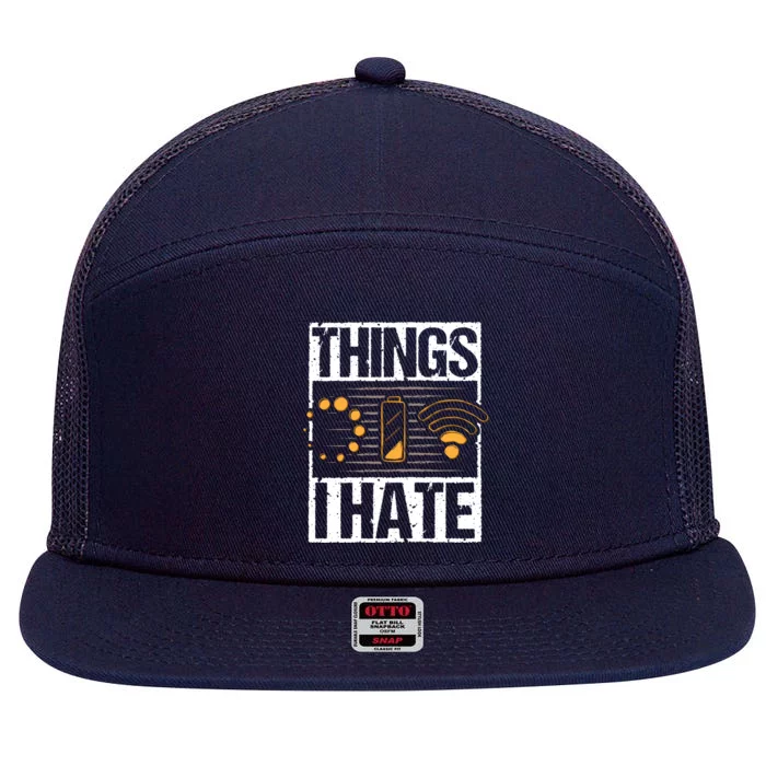 Retro Vintage Things I Hate Computer Problems Programmer Gift 7 Panel Mesh Trucker Snapback Hat