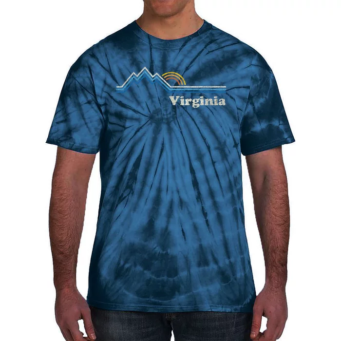 Retro Virginia T Vintage Sunrise Mountains Design Tie-Dye T-Shirt