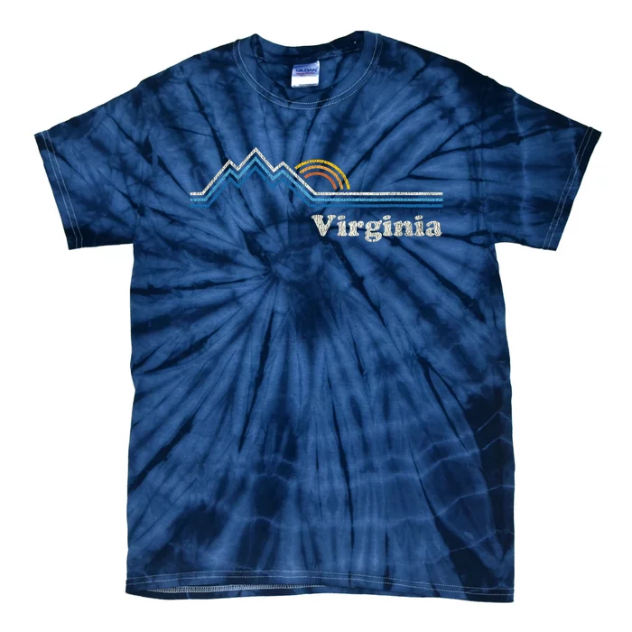 Retro Virginia T Vintage Sunrise Mountains Design Tie-Dye T-Shirt