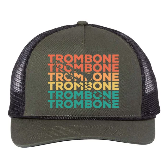 Retro Vintage Trombone Gift For Trombone Players Great Gift Retro Rope Trucker Hat Cap