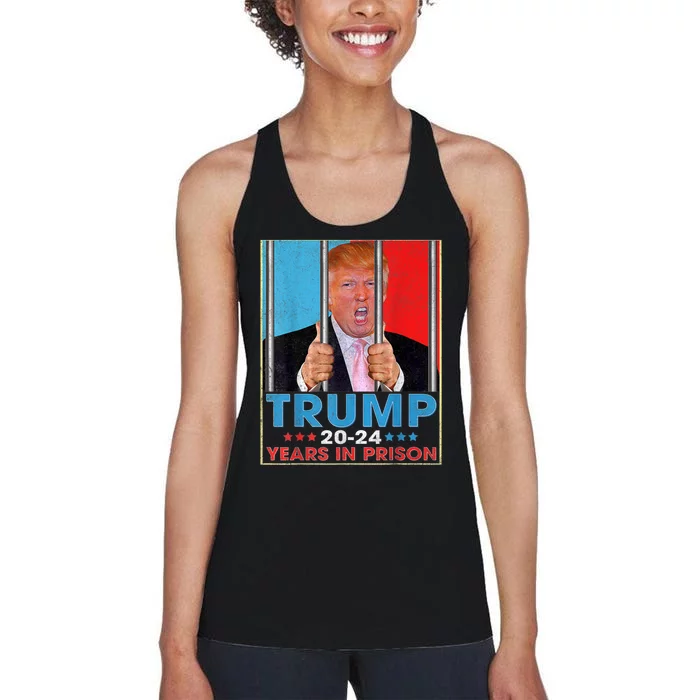 Retro Vintage Trump 2024 Years In Prison Funny AntiTrump Women's Racerback Tank