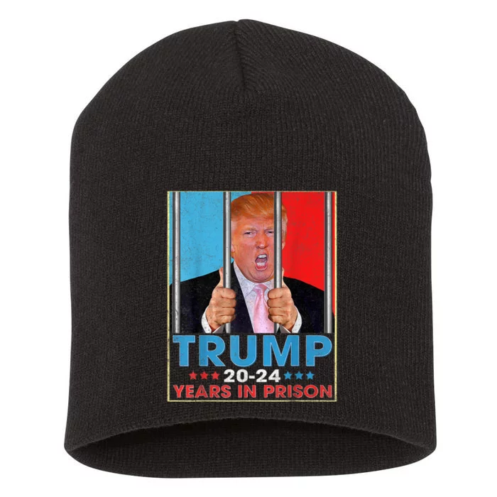 Retro Vintage Trump 2024 Years In Prison Funny AntiTrump Short Acrylic Beanie