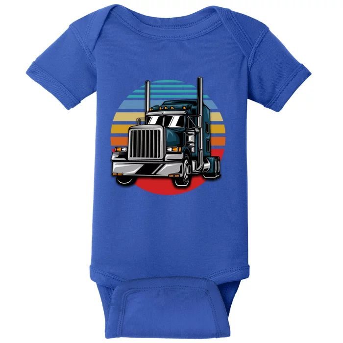 Retro Vintage Trucker Big Rig Semigifttrailer Truck Driver Gift Great Gift Baby Bodysuit