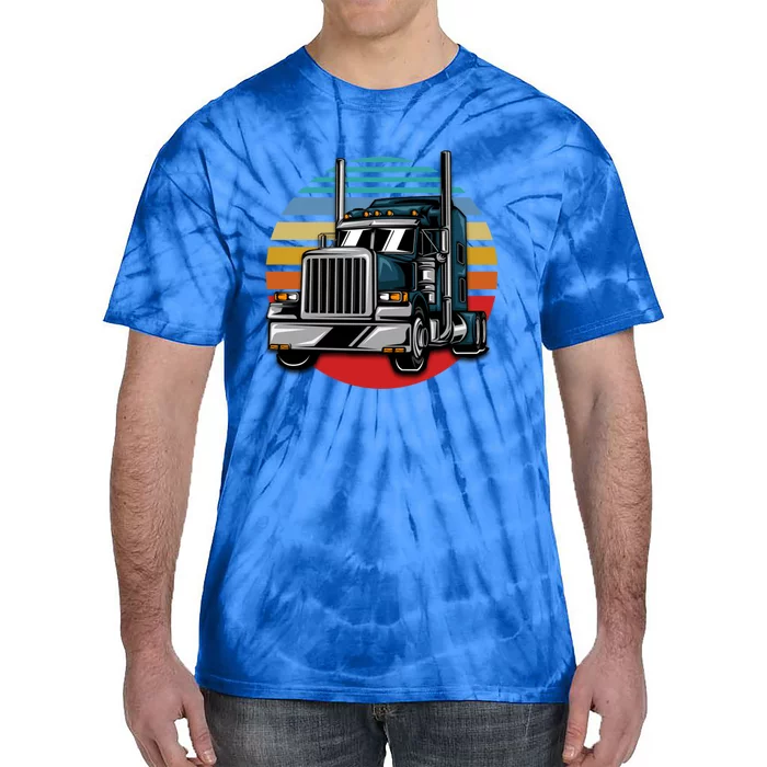 Retro Vintage Trucker Big Rig Semigifttrailer Truck Driver Gift Great Gift Tie-Dye T-Shirt