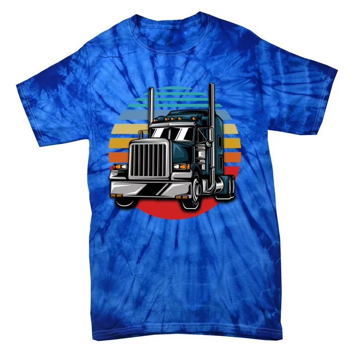 Retro Vintage Trucker Big Rig Semigifttrailer Truck Driver Gift Great Gift Tie-Dye T-Shirt