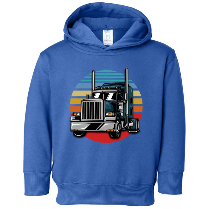 Retro Vintage Trucker Big Rig Semigifttrailer Truck Driver Gift Great Gift Toddler Hoodie