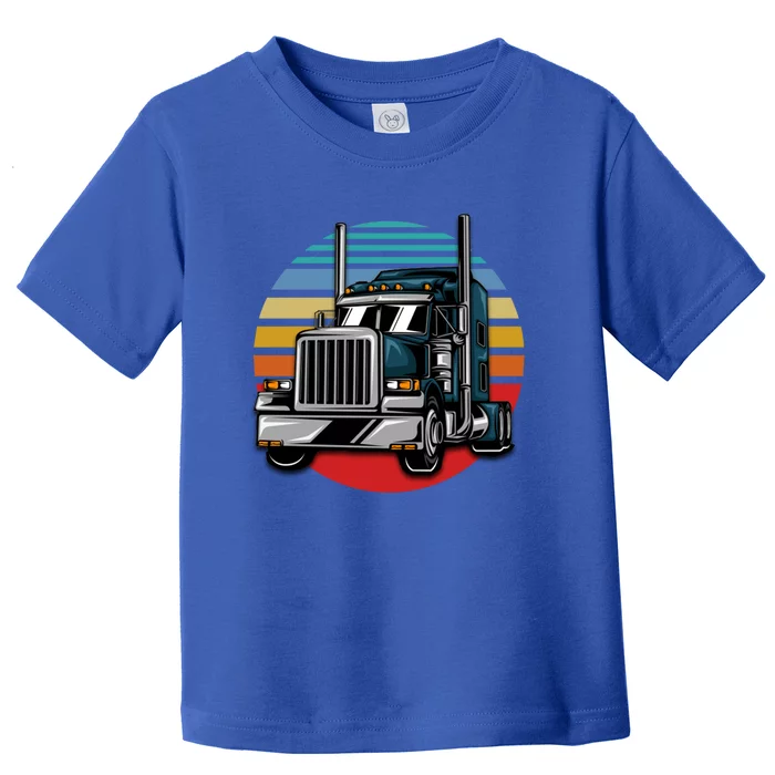 Retro Vintage Trucker Big Rig Semigifttrailer Truck Driver Gift Great Gift Toddler T-Shirt