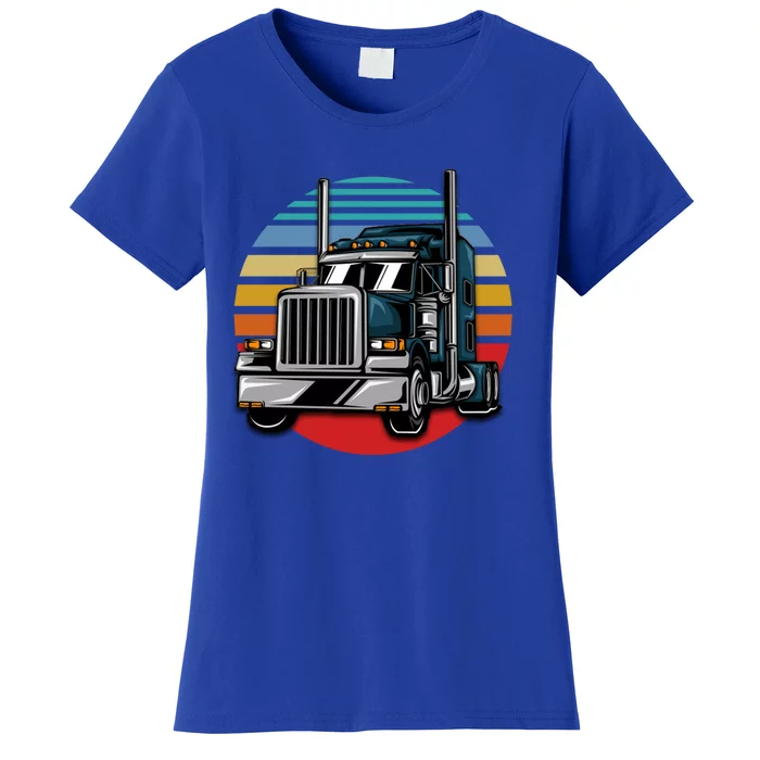 Retro Vintage Trucker Big Rig Semigifttrailer Truck Driver Gift Great Gift Women's T-Shirt