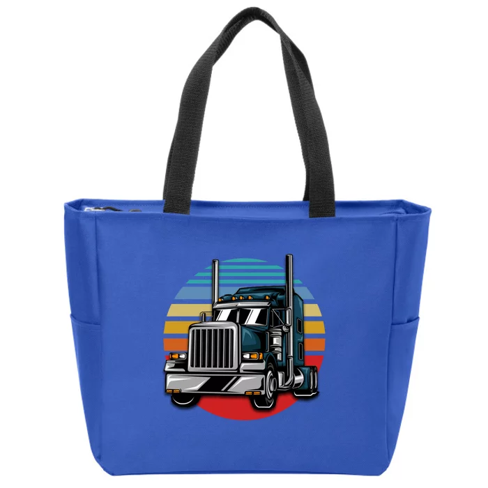 Retro Vintage Trucker Big Rig Semigifttrailer Truck Driver Gift Great Gift Zip Tote Bag