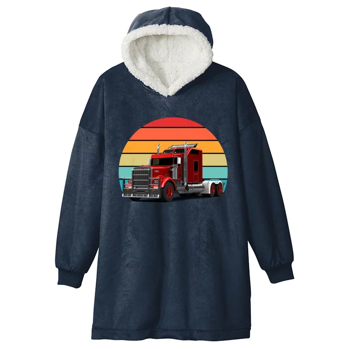 Retro Vintage Trucker Big Rig Semigreat Gifttrailer Truck Driver Gift Cool Gift Hooded Wearable Blanket