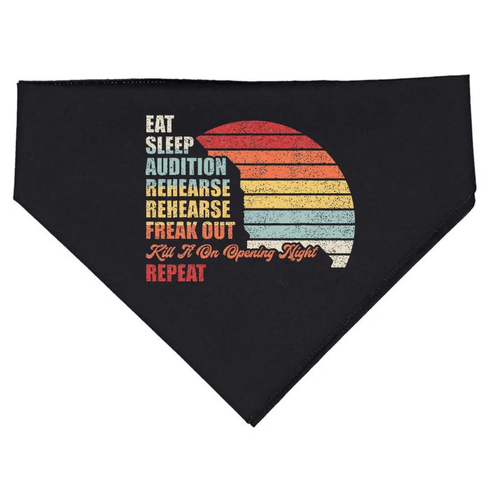 Retro Vintage Theater Geek Musical Life Eat Sleep Theatre USA-Made Doggie Bandana