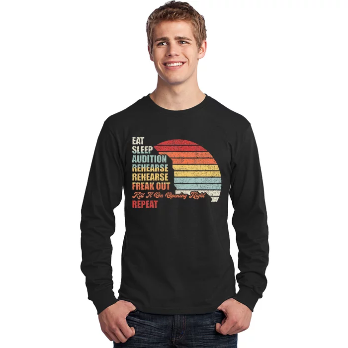 Retro Vintage Theater Geek Musical Life Eat Sleep Theatre Long Sleeve Shirt