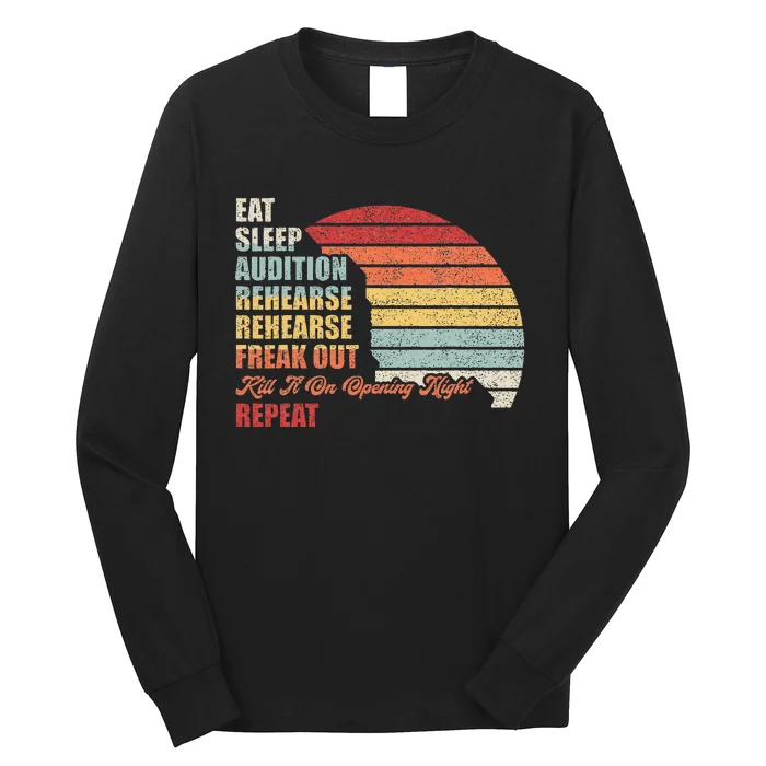 Retro Vintage Theater Geek Musical Life Eat Sleep Theatre Long Sleeve Shirt