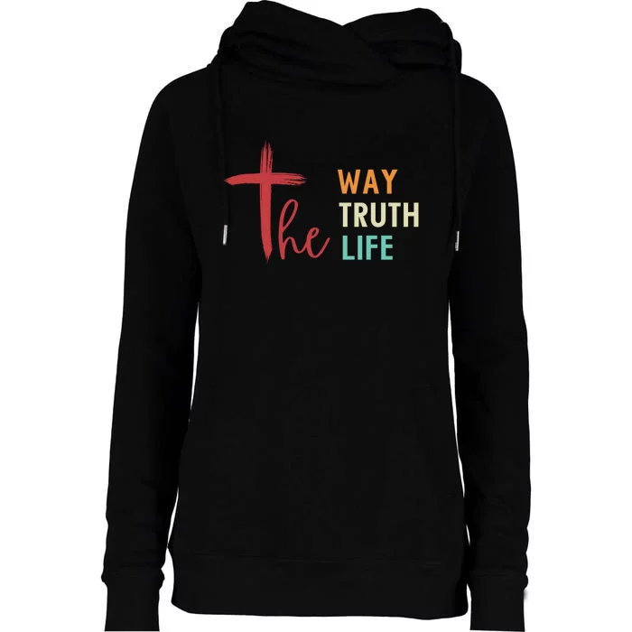 Retro Vintage The Way The Truth The Life Womens Funnel Neck Pullover Hood