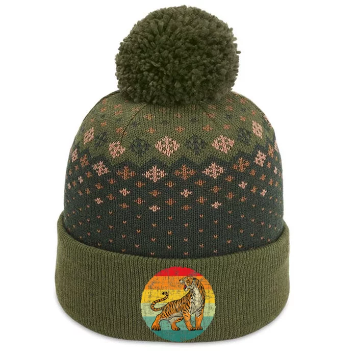 Retro Vintage Tiger Zoologist Zookeeper Zoo Safari Lover The Baniff Cuffed Pom Beanie