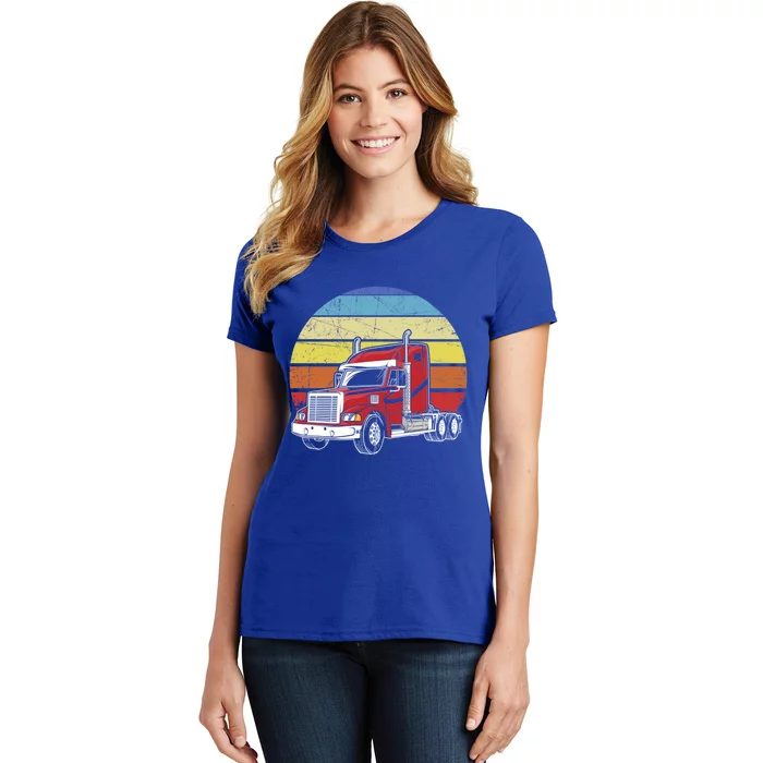 Retro Vintage Trucker Big Rig Semifunny Gifttrailer Truck Driver Gift Women's T-Shirt