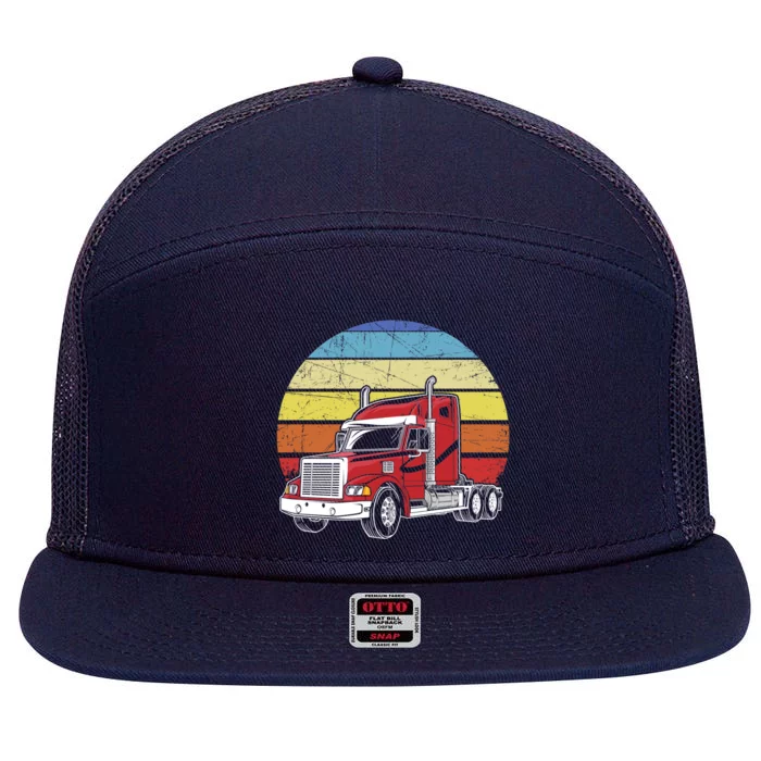 Retro Vintage Trucker Big Rig Semifunny Gifttrailer Truck Driver Gift 7 Panel Mesh Trucker Snapback Hat