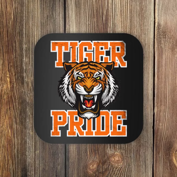 Retro Vintage Tiger Pride Tiger Mascot School Sports Team Coaster