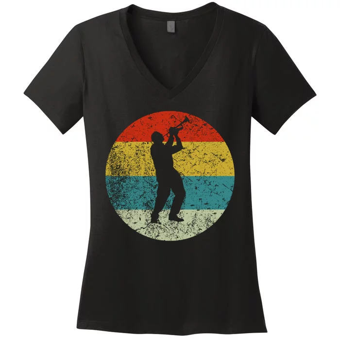 Retro Vintage Trumpet Women's V-Neck T-Shirt