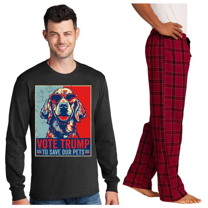 Retro Vote Trump To Save Our Pets Trump Usa President 2024 Long Sleeve Pajama Set