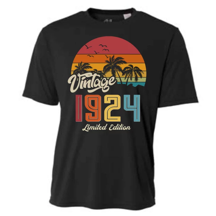 Retro Vintage Tropical Palm Trees Limited Edition 1924 100th Birthday Cooling Performance Crew T-Shirt