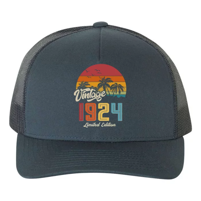 Retro Vintage Tropical Palm Trees Limited Edition 1924 100th Birthday Yupoong Adult 5-Panel Trucker Hat