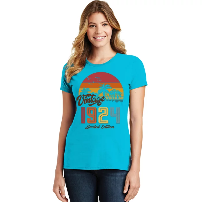 Retro Vintage Tropical Palm Trees Limited Edition 1924 100th Birthday Women's T-Shirt