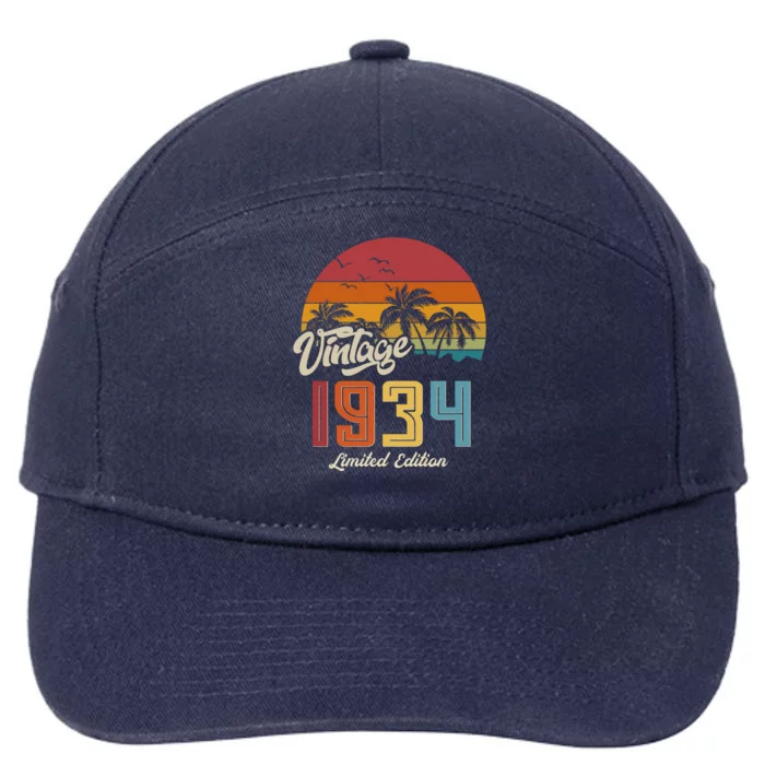 Retro Vintage Tropical Palm Trees Limited Edition 1934 90th Birthday 7-Panel Snapback Hat