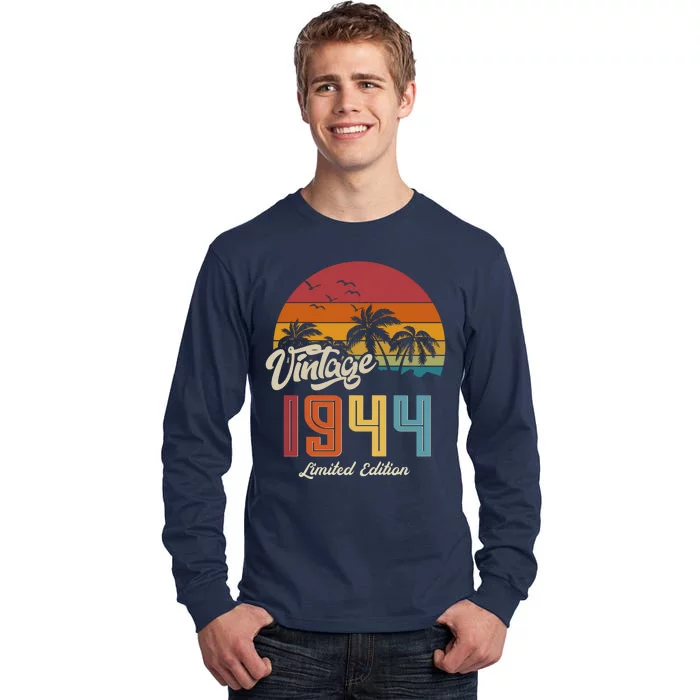 Retro Vintage Tropical Palm Trees Limited Edition 1944 80th Birthday Tall Long Sleeve T-Shirt