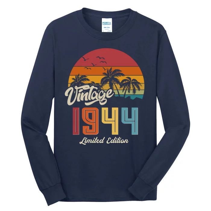 Retro Vintage Tropical Palm Trees Limited Edition 1944 80th Birthday Tall Long Sleeve T-Shirt