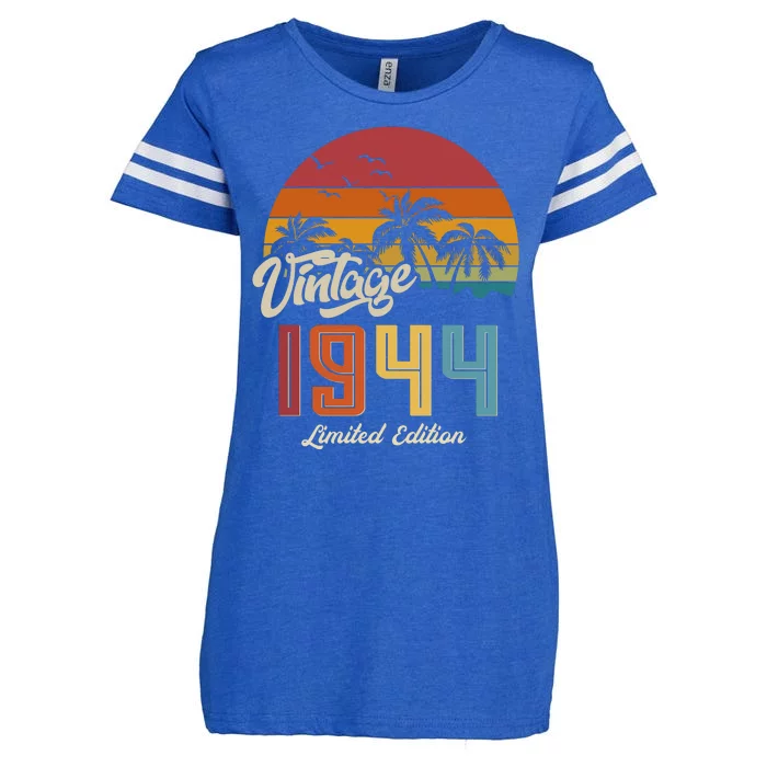 Retro Vintage Tropical Palm Trees Limited Edition 1944 80th Birthday Enza Ladies Jersey Football T-Shirt