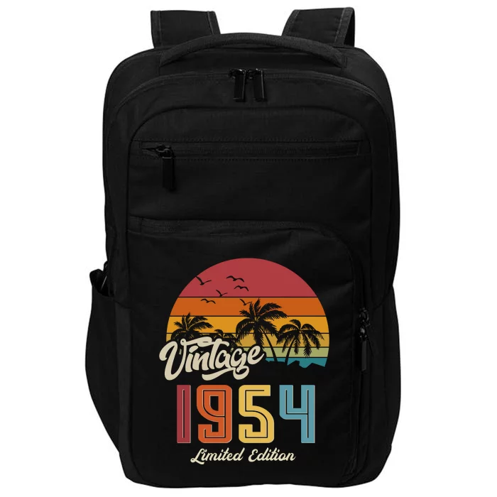 Retro Vintage Tropical Palm Trees Limited Edition 1954 70th Birthday Impact Tech Backpack