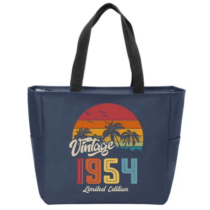 Retro Vintage Tropical Palm Trees Limited Edition 1954 70th Birthday Zip Tote Bag