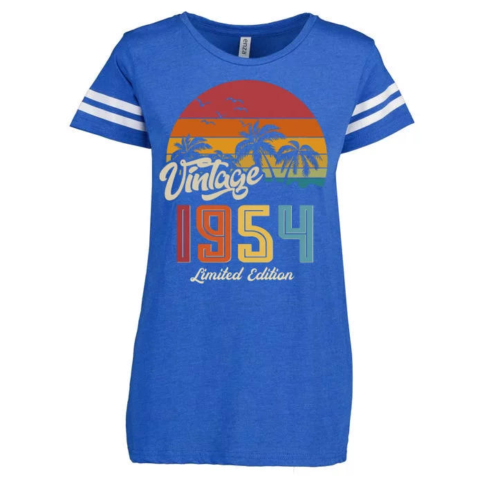 Retro Vintage Tropical Palm Trees Limited Edition 1954 70th Birthday Enza Ladies Jersey Football T-Shirt