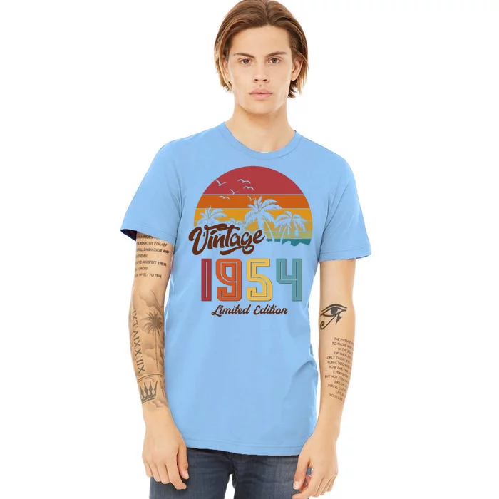 Retro Vintage Tropical Palm Trees Limited Edition 1954 70th Birthday Premium T-Shirt