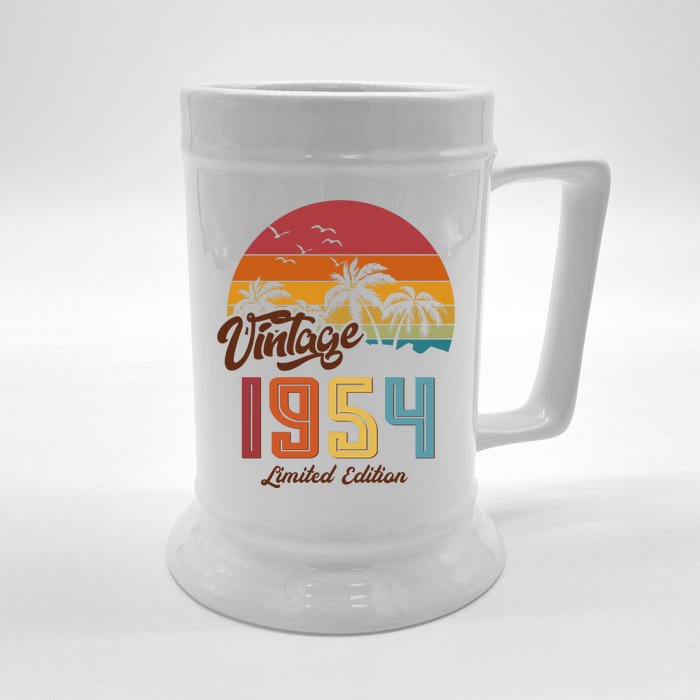 Retro Vintage Tropical Palm Trees Limited Edition 1954 70th Birthday Front & Back Beer Stein