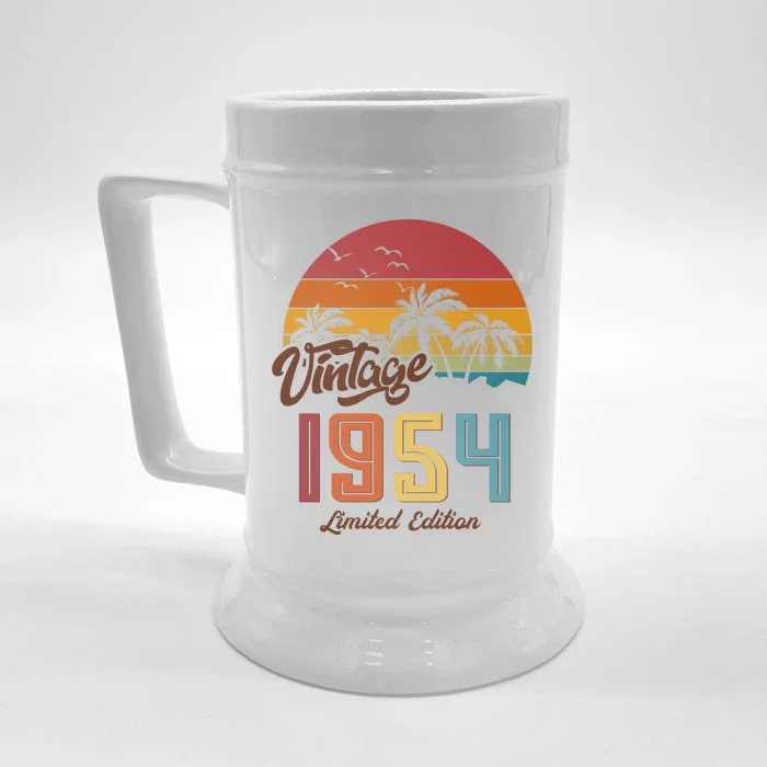 Retro Vintage Tropical Palm Trees Limited Edition 1954 70th Birthday Front & Back Beer Stein