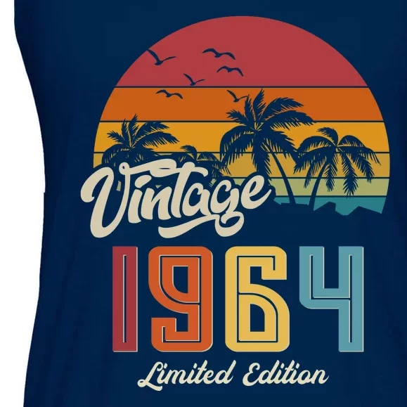 Retro Vintage Tropical Palm Trees Limited Edition 1964 60th Birthday Ladies Essential Flowy Tank