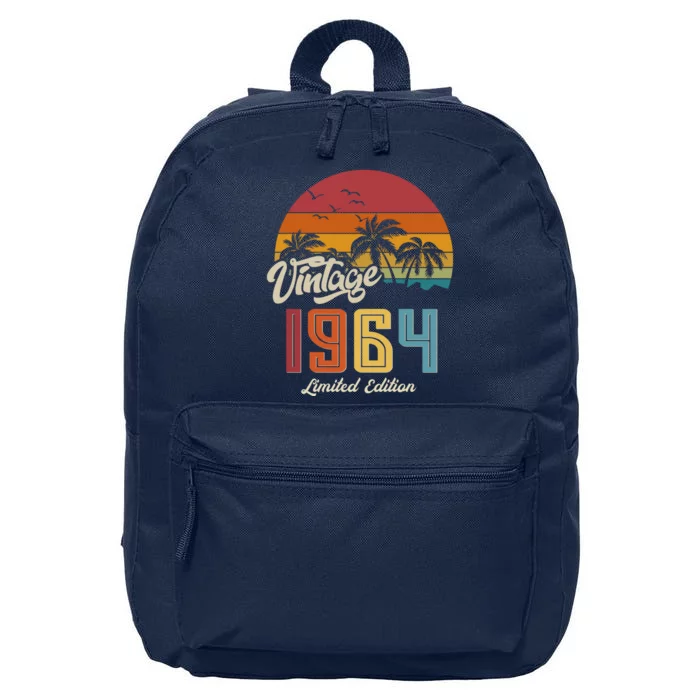 Retro Vintage Tropical Palm Trees Limited Edition 1964 60th Birthday 16 in Basic Backpack