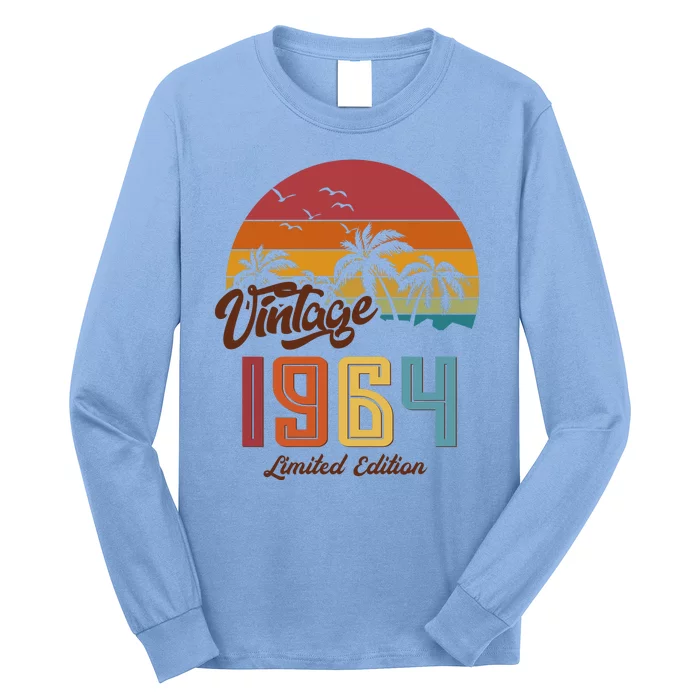 Retro Vintage Tropical Palm Trees Limited Edition 1964 60th Birthday Long Sleeve Shirt