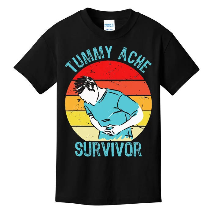 Retro Vintage Tummy Ache Survivor My Stomach Hurt Funny Gift Kids T-Shirt