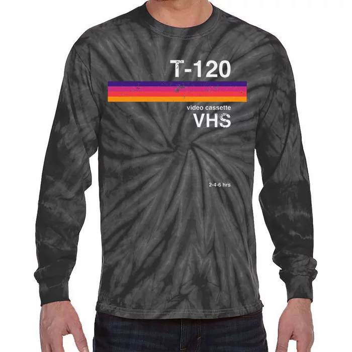 Retro Vhs Tape Graphics 80s 90s Nostalgia Design Tie-Dye Long Sleeve Shirt