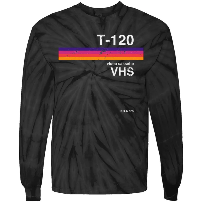 Retro Vhs Tape Graphics 80s 90s Nostalgia Design Tie-Dye Long Sleeve Shirt