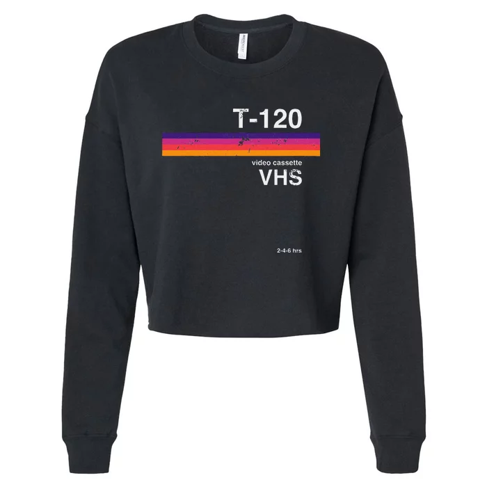 Retro Vhs Tape Graphics 80s 90s Nostalgia Design Cropped Pullover Crew