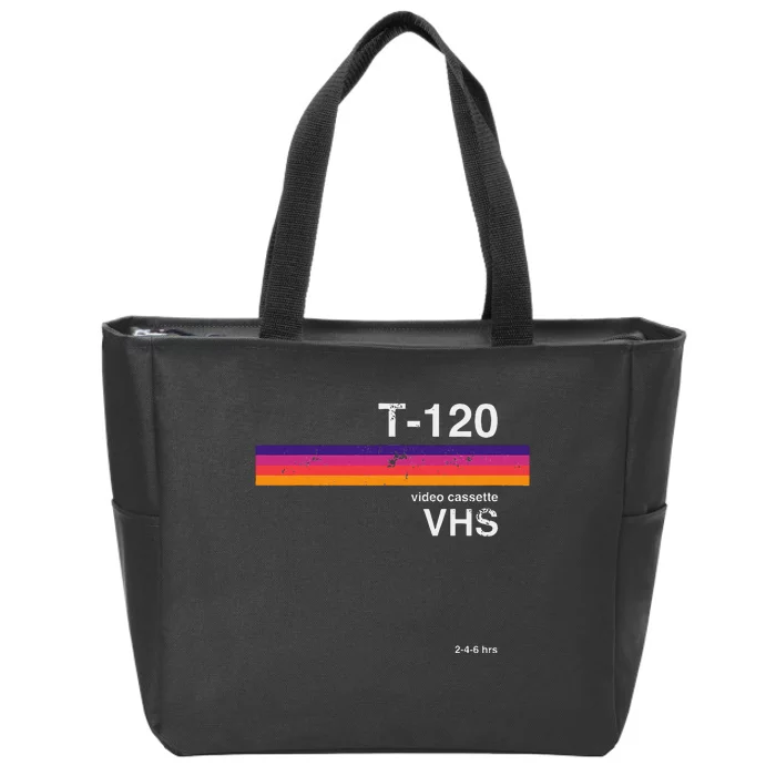 Retro Vhs Tape Graphics 80s 90s Nostalgia Design Zip Tote Bag